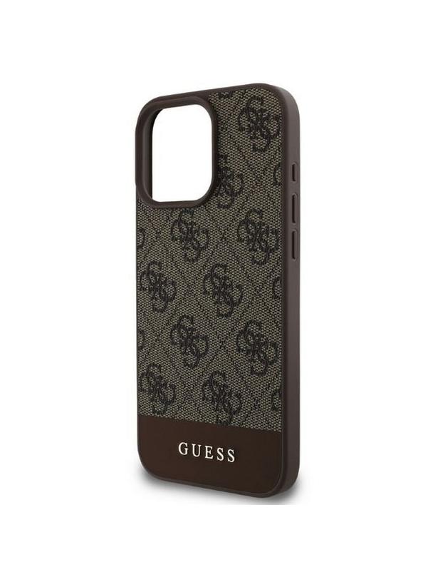 GUESS futerał do IPHONE 16 Pro Max GUHCP16XG4GLBR (PC/TPU 4G PU Bottom Stripe) brązowy