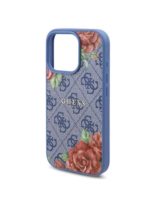 GUESS futerał do IPHONE 16 Pro kompatybilny z MagSafe GUHMP16LP4ROPEMCB (4G Flowers Print) blue