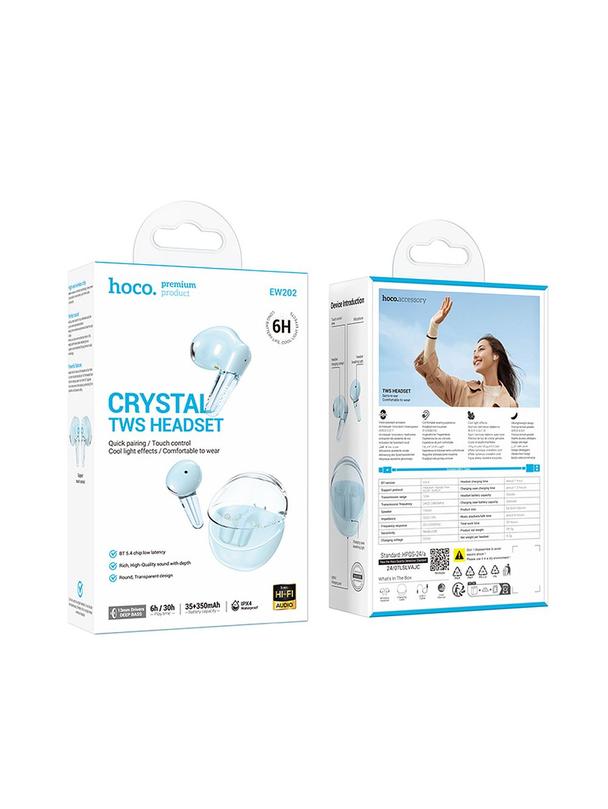 Słuchawki bezprzewodowe douszne Hoco TWS EW202 niebieskie
