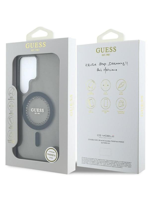 GUESS futerał do SAMSUNG S25 Ultra GUHMS25LPFTDTEK (Magnetic IML Rhinestones) czarny