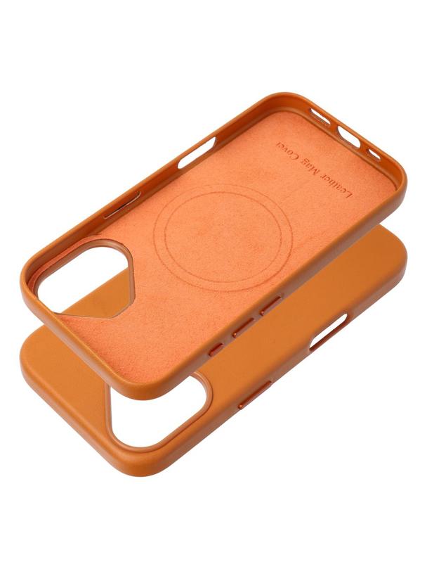 Futerał LEATHER MAG COVER kompatybilny z MagSafe do IPHONE 16 pomarańczowy
