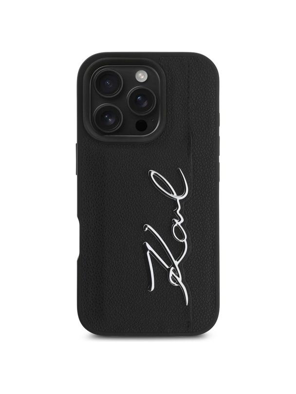 KARL LAGERFELD futerał do IPHONE 16 Pro KLHCP16LPGPVKSK (Grained PU Cardslot Metal Signature) czarny