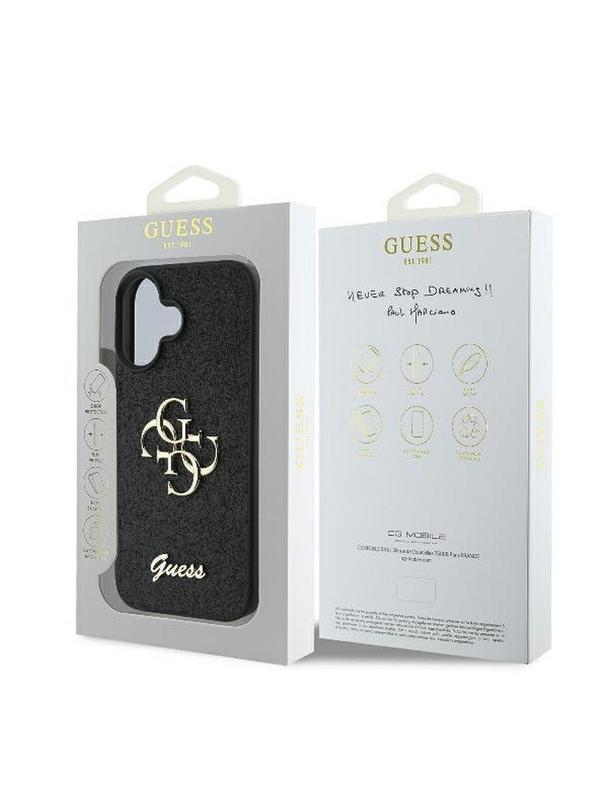 GUESS futerał do IPHONE 16 Plus GUHCP16MHG4SGK (Fixed Glitter Big 4G) czarny