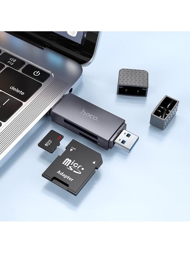 Czytnik kart SD / TF Hoco USB A / USB C 2.0 HB45 szary