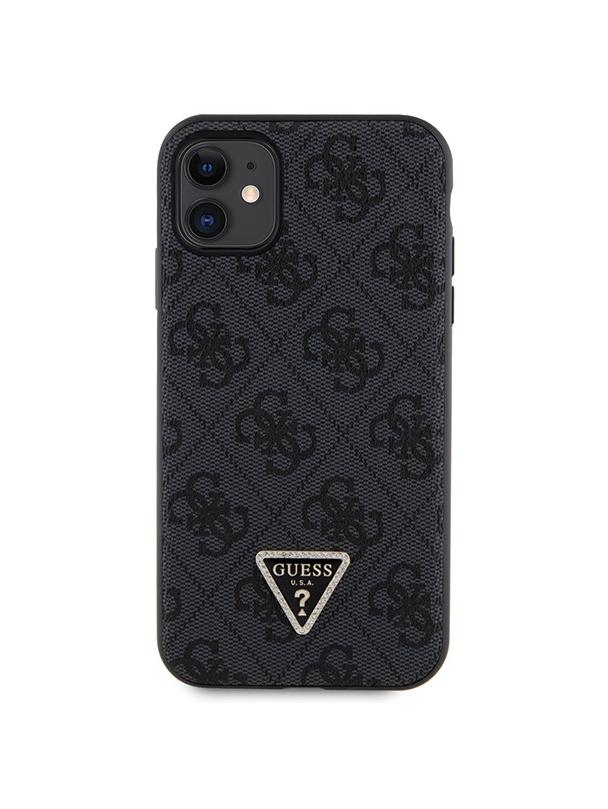 GUESS futerał do IPHONE 11 GUHCN61P4TDSCPK (Leather Metal Logo Strass Crossbody) czarny