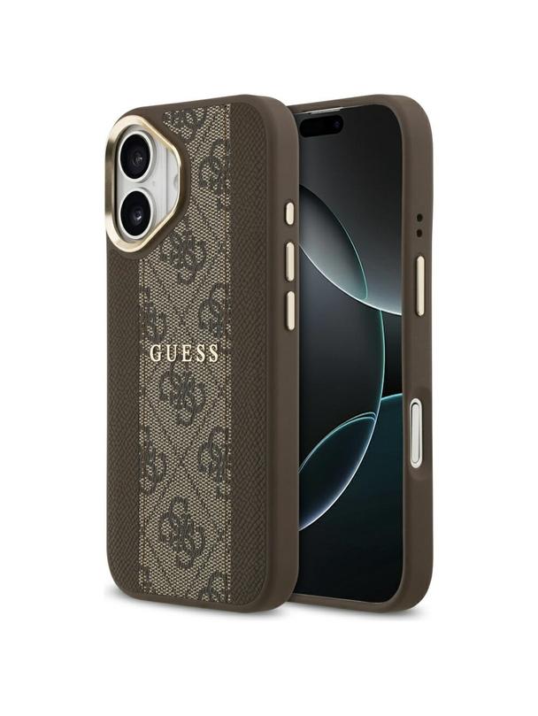 GUESS futerał do IPHONE 17 kompatybilny z MagSafe GUHMP17SPG4SEMCW (PU W/ 4G Stripe) brązowy