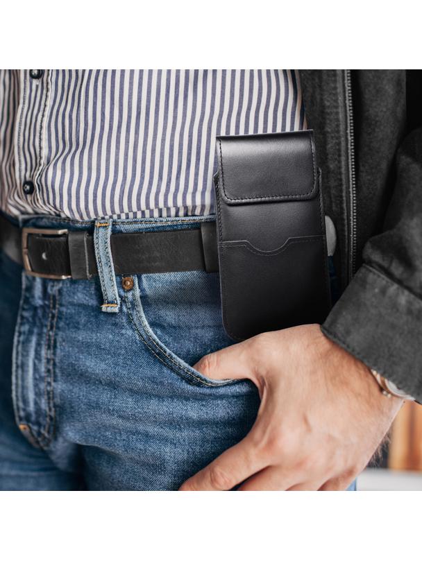 Skórzany futerał uniwersalny / wsuwka z klapką - ROYAL / czarny - Rozmiar 3XL - HUAWEI MATE 20X