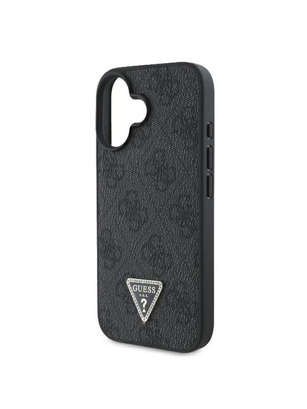 GUESS futerał do IPHONE 16 GUHCP16SP4TDPK (PU Leather 4G Triangle Strass) czarny