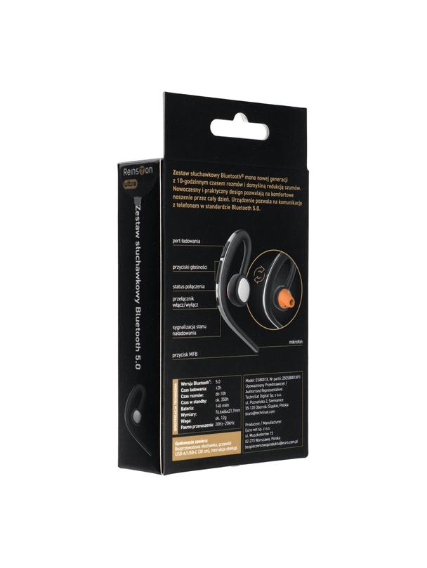 Słuchawka bezprzewodowa bluetooth MONO Reinston ESB001X USB-C czarny