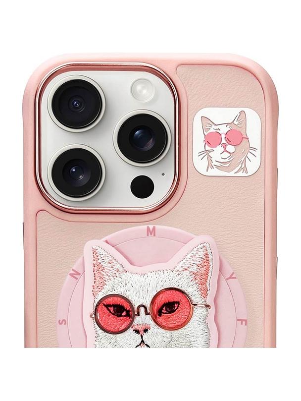 NIMMY futerał GLASSES COOL CAT kompatybilny z MagSafe do IPHONE 16 Pro Max różowy