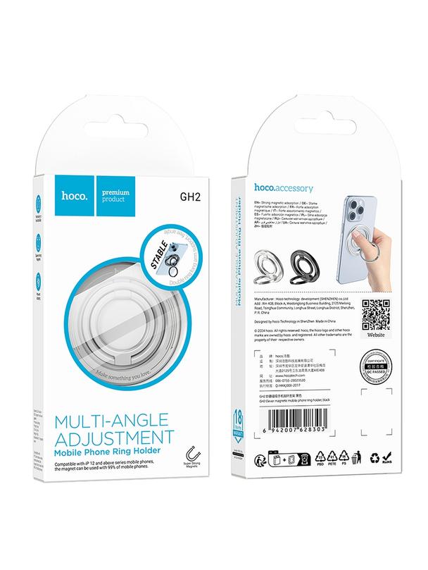 Uchwyt na telefon na palec Hoco magnetyczny Ring GH2 srebrny