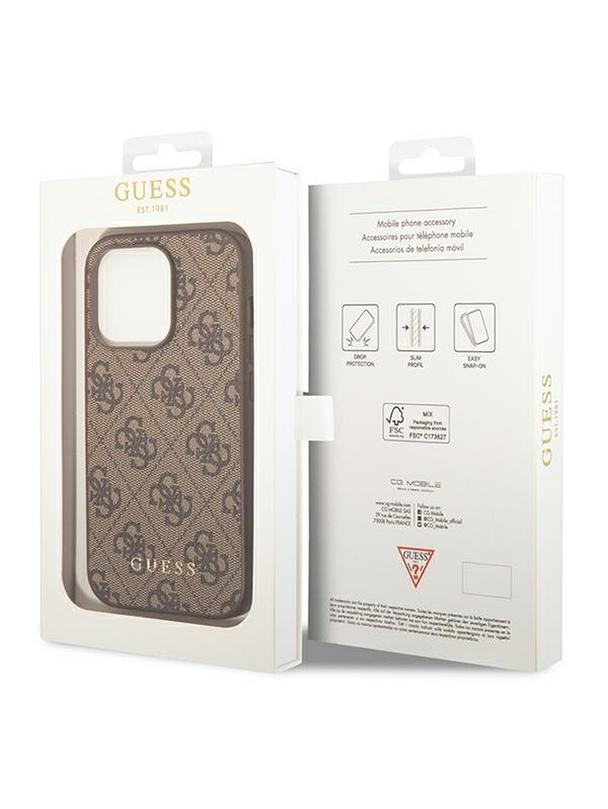 GUESS futerał do IPHONE 14 Pro Max GUHCP14XG4GFBR (4G Gold Logo) brązowy