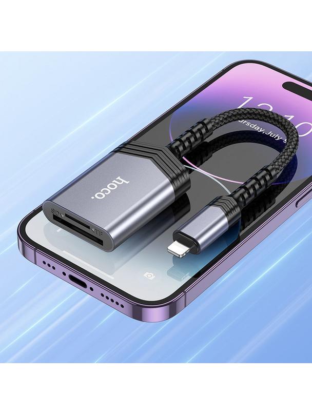 Czytnik kart SD / TF Hoco Lightning UA25 szary