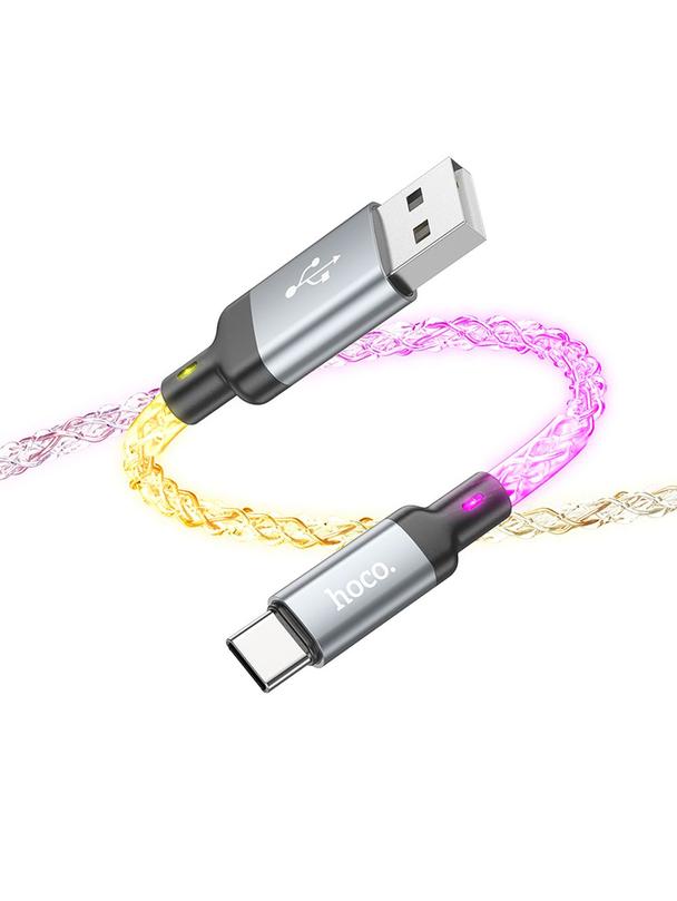 Kabel USB A do USB C Hoco 3A 1 m U112 szary