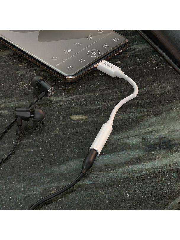 Adapter AUX USB C do Jack 3,5 mm Hoco LS30 biały