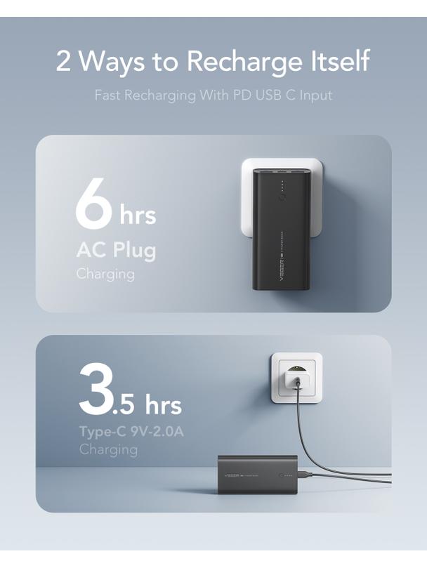 Powerbank Veger ACE100 (W1146) PD QC3.0 20W 10000 mAh czarny