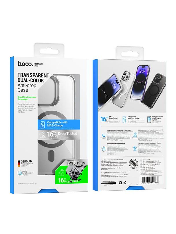 Etui na iPhone 15 PLUS Hoco AS6 zgodny z MagSafe czarny transparentny