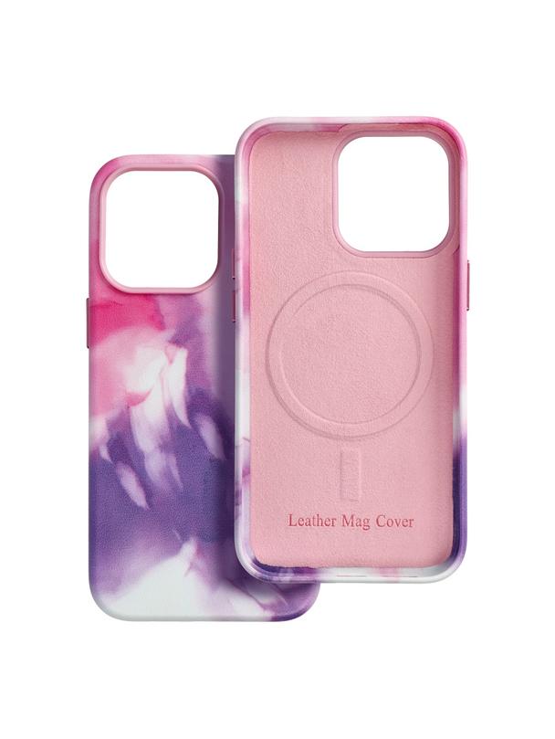 Futerał LEATHER MAG COVER kompatybilny z MagSafe do IPHONE 13 Pro purple splash