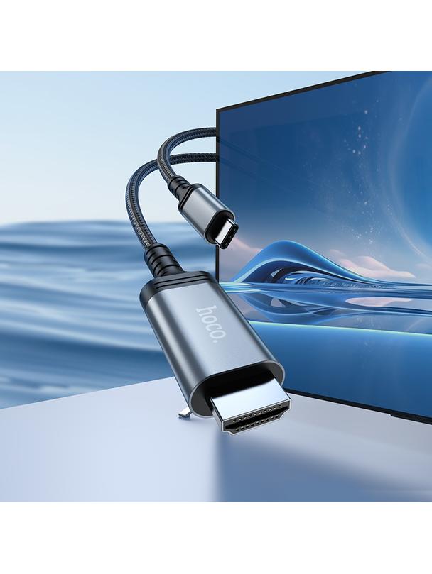 Kabel USB C do HDMI Hoco 4K 30Hz 2 m UA43 stalowy szary