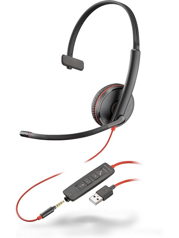 Słuchawki przewodowe nauszne Jack 3,5 mm / USB A Poly Blackwire C3215 czarne