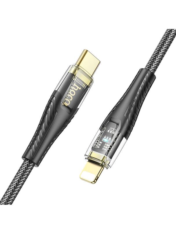 Kabel USB C do Lightning Hoco PD 27W 1,2 m U121 czarny transparentny