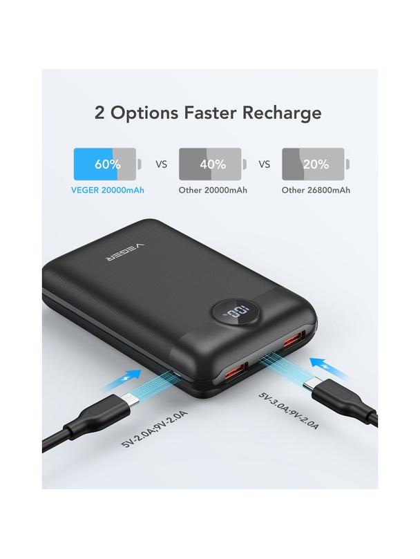 Powerbank Veger S20 (W2053) PD QC3.0 2A 22,5W 20000 mAh czarny