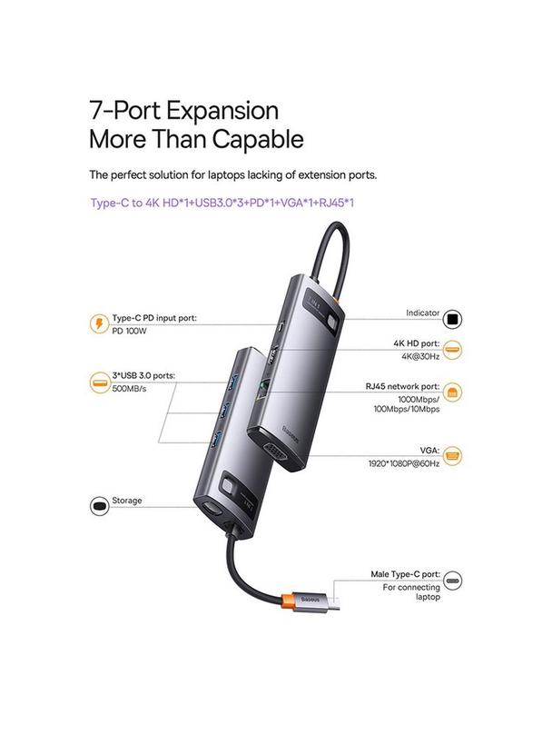 BASEUS adapter HUB 7w1 Typ C WKWG040013/BS-OH043 0,17 m gszary