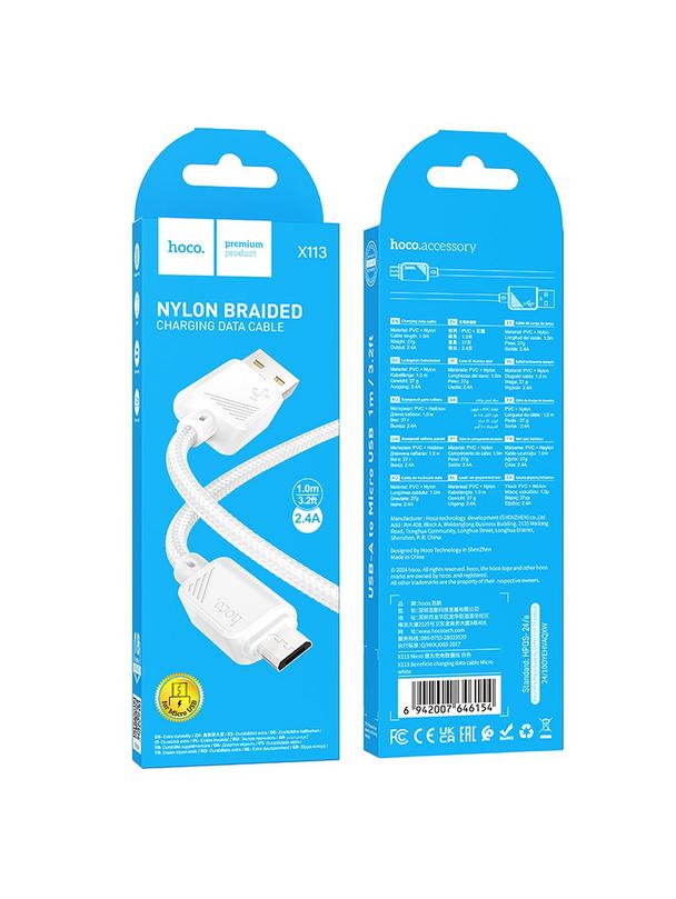 Kabel USB A do Micro USB Hoco 2,4A 1 m X113 biały