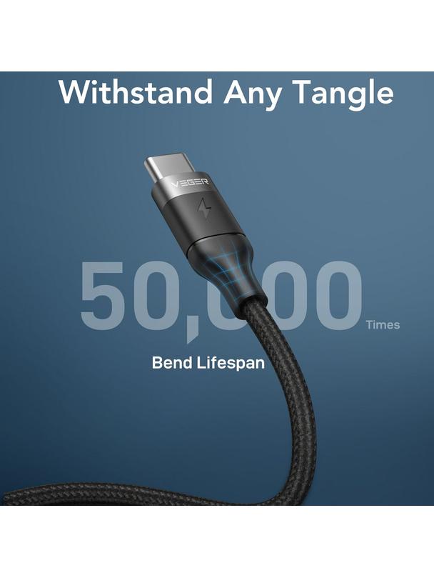 Kabel USB C do USB C VEGER PD 5A 100W 1,5 m CC02 czarny