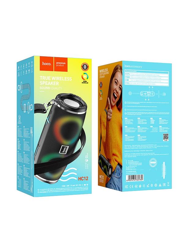 Głośnik bluetooth LED 2 x 5W 2h Hoco HC12 czarny