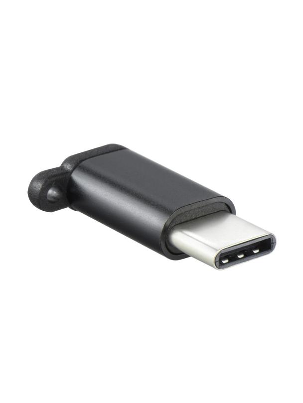 Adapter Micro USB (żeński) do Typ C (męski) [PA30] zawieszka czarny
