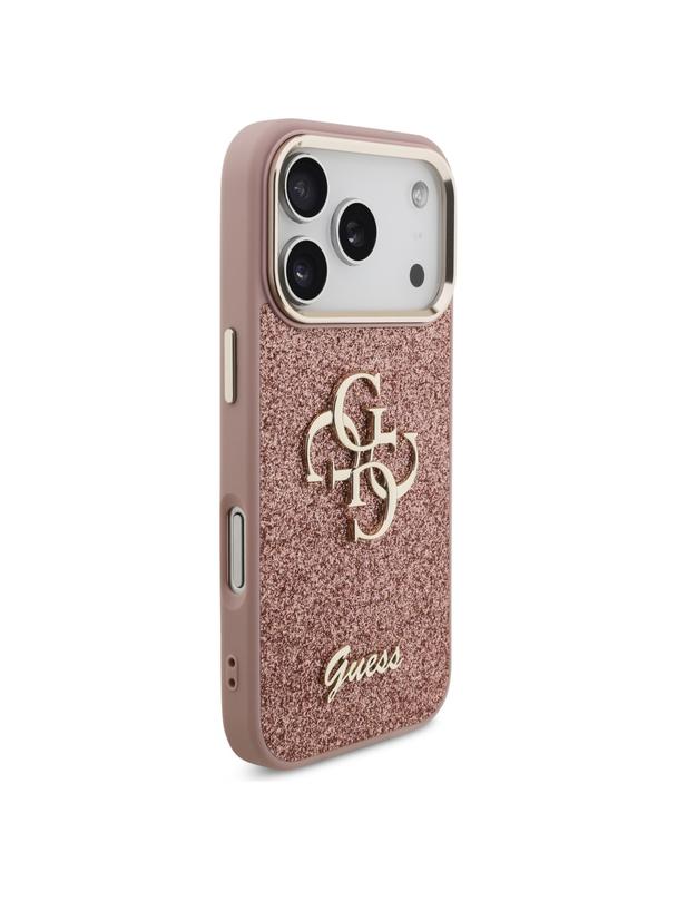 GUESS futerał do IPHONE 17 Pro GUHCP17LHG4SGCP (Fixed Glitter Big 4G Metal Frame) różowy