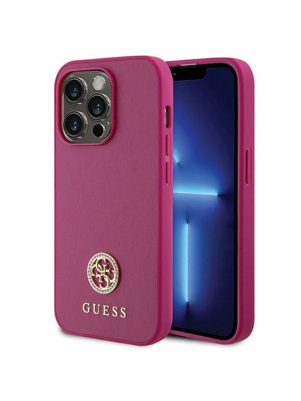 GUESS futerał do IPHONE 15 Pro GUHCP15LPS4DGPP (Strass Metal Logo) różowy