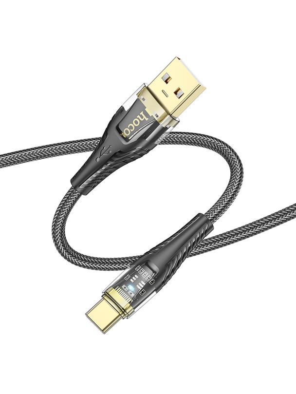 Kabel USB A do USB C Hoco 2,4A 1,2 m U121 czarny transparentny