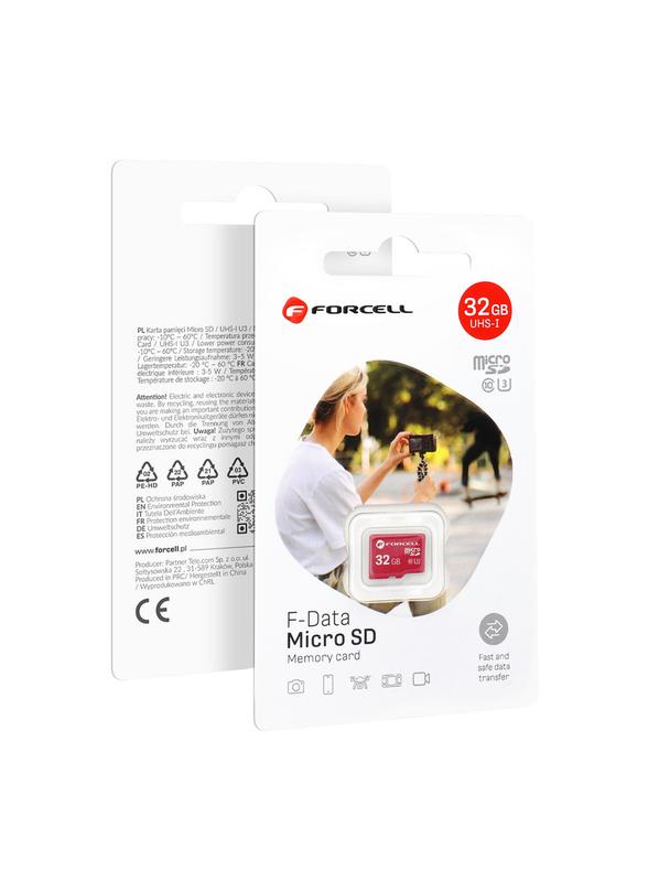 Karta microSD 32GB U3 class 10 Forcell F-Data czerwona