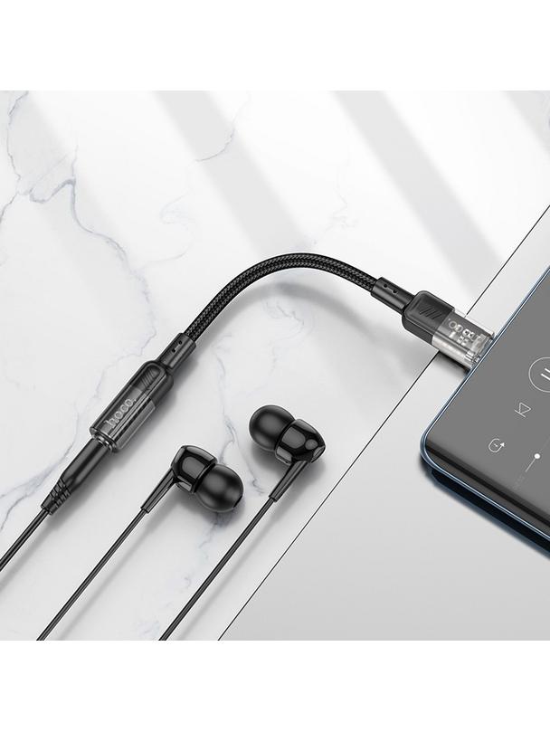 Adapter AUX USB C do Jack 3,5 mm Hoco 0,15 m LS37 transparentny czarny