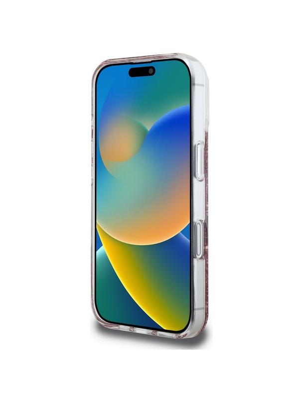 GUESS futerał do IPHONE 16 kompatybilny z MagSafe GUHMP16SRGRGEP (Resin Bottom Glitter) różowy