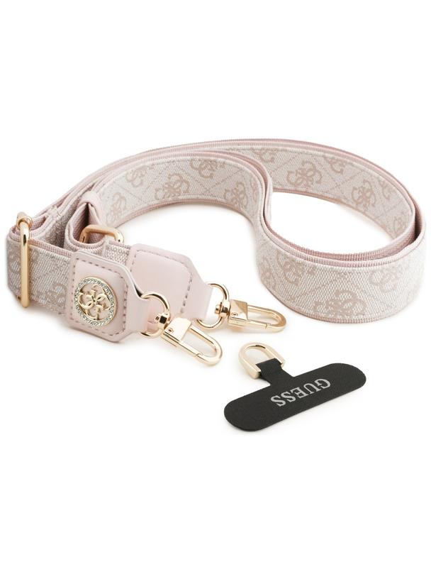 GUESS uniwesalny pasek GUUCNP4DGMP (4G PU Strap Tether Patch Strass Metal Logo) różowy