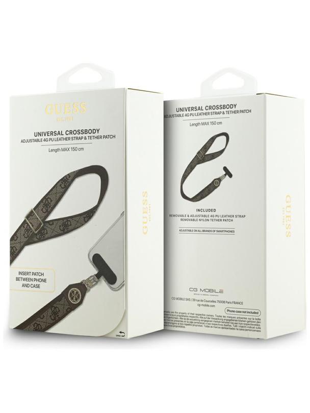 GUESS uniwesalny pasek GUUCNP4DGMW (4G PU Strap Tether Patch Strass Metal Logo) brązowy