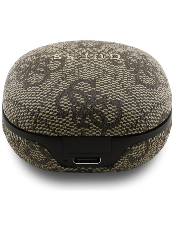 Słuchawki bezprzewodowe douszne Guess TWS ENC 4G Classic Metal Logo brązowe