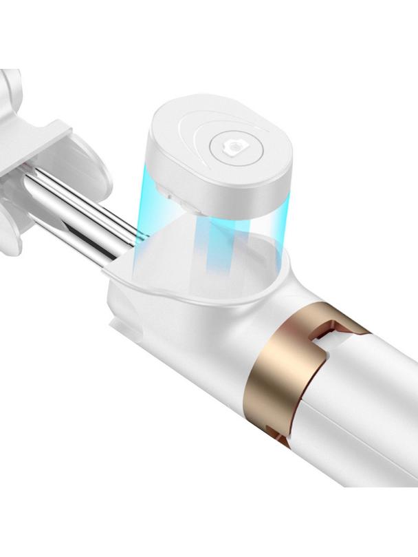 Uchwyt selfie z pilotem bezprzewodowym tripod z LED SSTR-20 biały