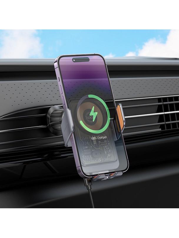 Uchwyt na telefon do samochodu indukcyjny Hoco 15 W do kratki HW7 szary