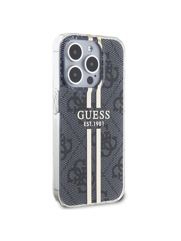 GUESS futerał do IPHONE 15 Pro Max GUHCP15XH4PSEGK (4G Gold  Stripe) czarny