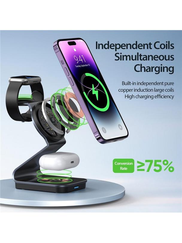 DUZZONA W15 - ładowarka indukcyjna 3w1 kompatybilna z MagSafe 15W czarna