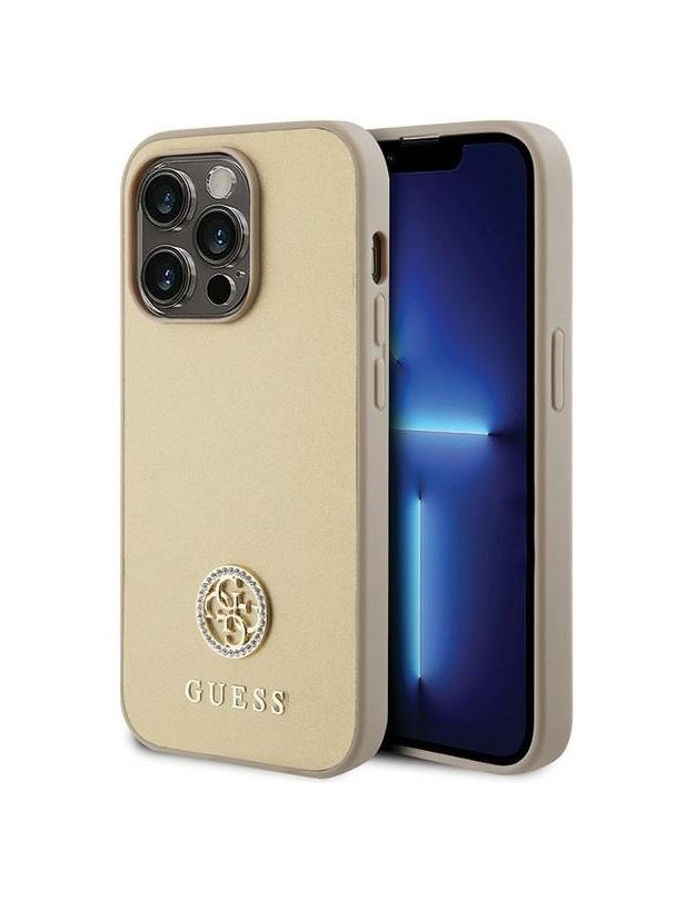 GUESS futerał do IPHONE 15 Pro GUHCP15LPS4DGPD (Strass Metal Logo) złoty