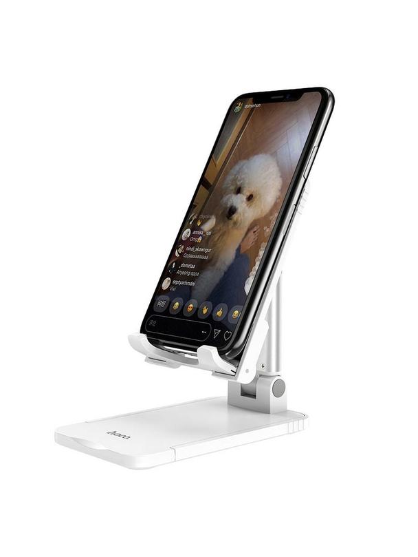 Uchwyt na telefon / tablet biurkowy składany Hoco (4,7" - 10") PH29A biały