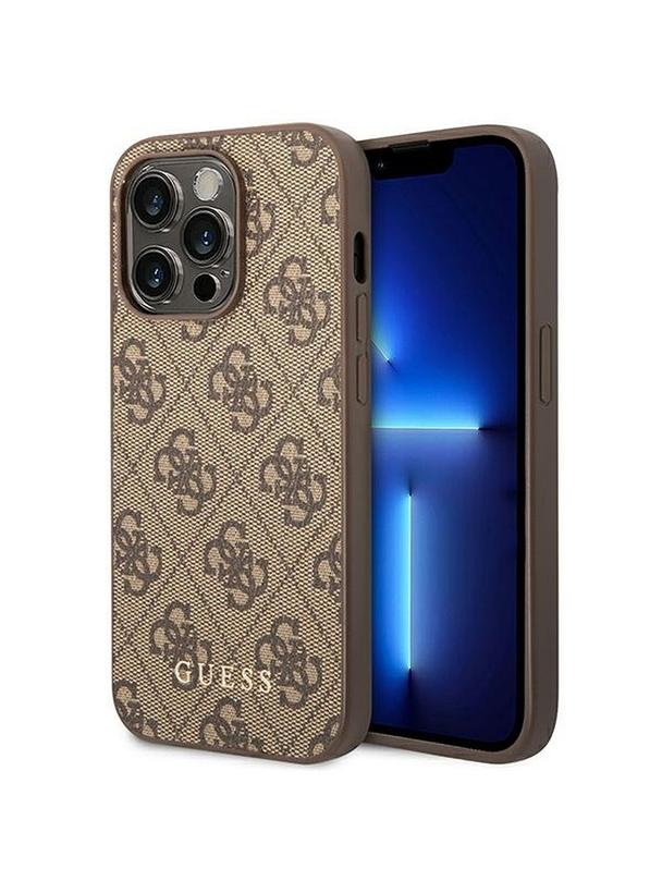 GUESS futerał do IPHONE 14 Pro GUHCP14LG4GFBR (4G Gold Logo) brązowy