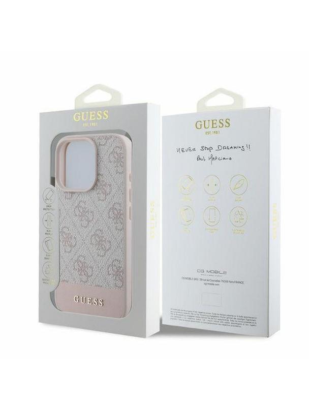 GUESS futerał do IPHONE 16 Pro GUHCP16LG4GLPI (4G PU Bottom Stripe) różowy