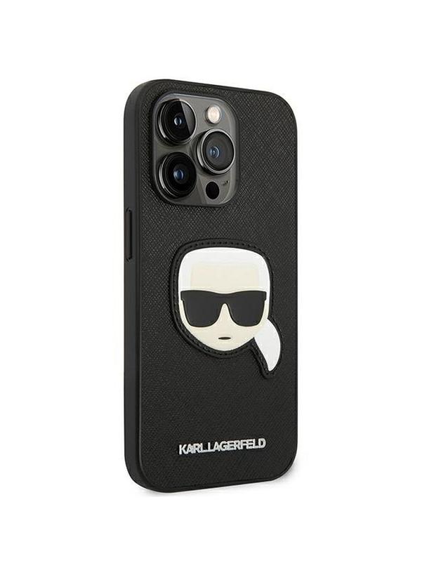 KARL LAGERFELD futerał do IPHONE 14 Pro KLHCP14LSAPKHK (Saffiano With Karl Head Patch) czarny