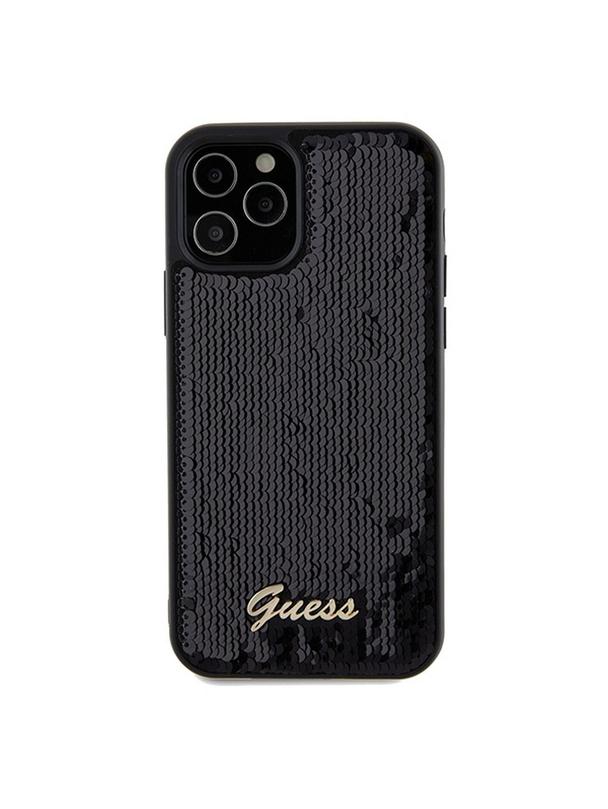 GUESS futerał do IPHONE 12 / 12 Pro GUHCP12MPSFDGSK (Sequin Script Metal) czarny
